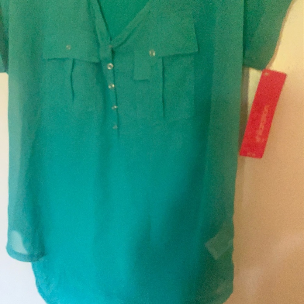 H&M Turquoise Blouse with Pocket Detail